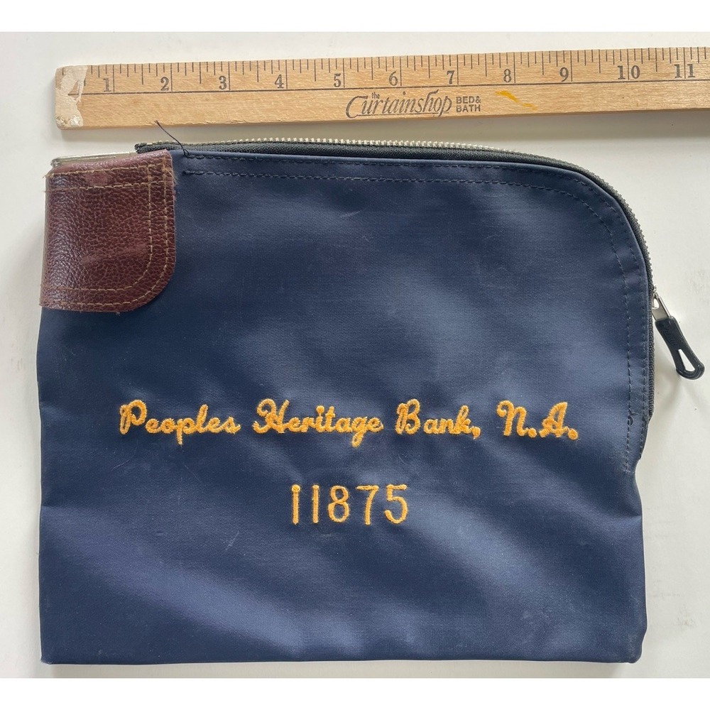 Vintage Peoples Heritage Bank 1875 Bank Deposit Zip Pouch Bag Locking‎ No Key